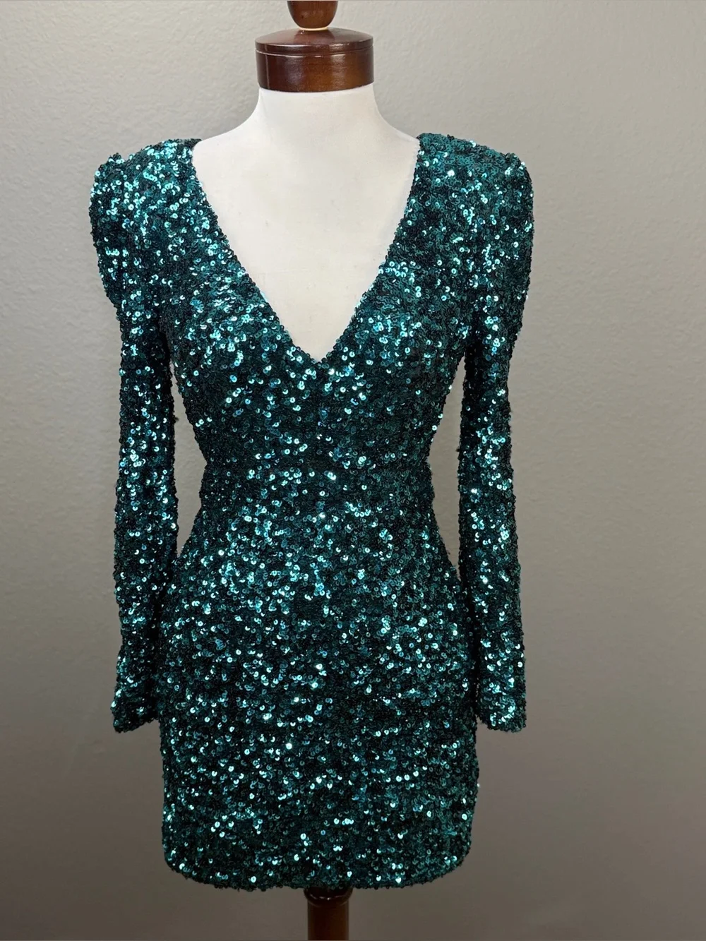 Lulus Brand New You Teal Blue Sequin Bodycon Mini Dress Sz XS Party Evening - Picture 2 of 14